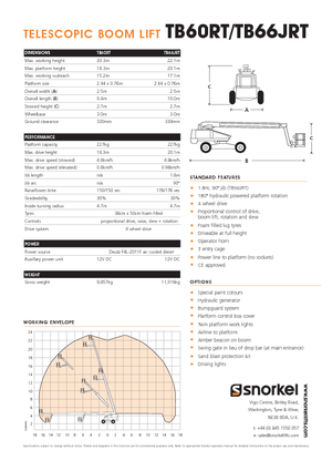 Teleskoparbeitsbühnen auf Rädern Snorkel T60RT