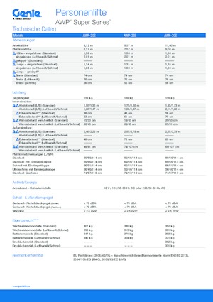 Senkrechtmast-Arbeitsbühnen Genie AWP 30 S
