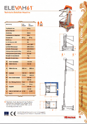 Senkrechtmast-Arbeitsbühnen Faraone Elevah 61