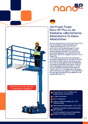 Senkrechtmast-Arbeitsbühnen Power Towers Nano Sp Plus