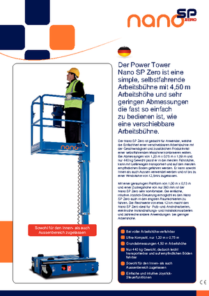 Senkrechtmast-Arbeitsbühnen Power Towers Nano Sp Zero