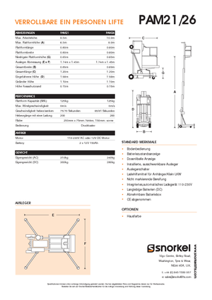 Senkrechtmast-Arbeitsbühnen Snorkel PAM26AC