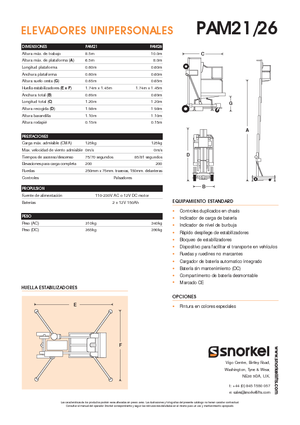Senkrechtmast-Arbeitsbühnen Snorkel PAM26AC