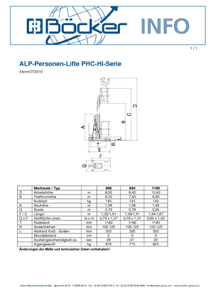 Senkrechtmast-Arbeitsbühnen ALP-Lift PHC-HI 940