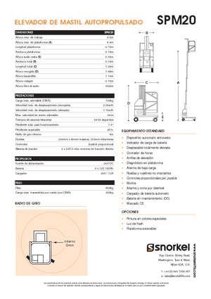 Senkrechtmast-Arbeitsbühnen Snorkel SPM20