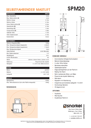 Senkrechtmast-Arbeitsbühnen Snorkel SPM20