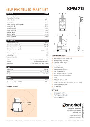 Senkrechtmast-Arbeitsbühnen Snorkel SPM20
