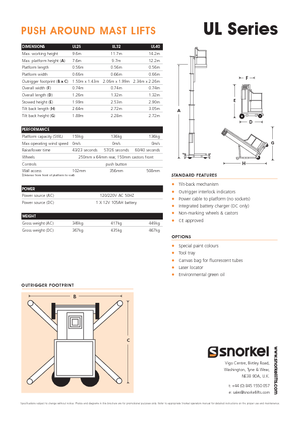 Senkrechtmast-Arbeitsbühnen Snorkel UL40AC