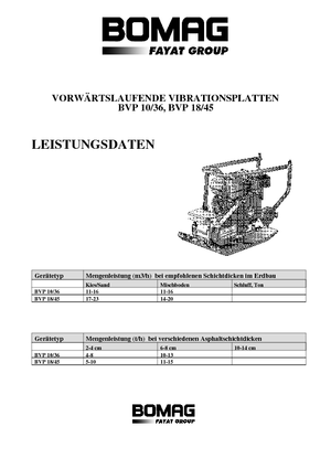 Rüttelplatten in einer Richtung Bomag BVP 18/45