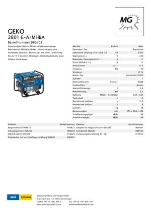 Stromerzeuger, Benzin Geko ® 2801 E-A/MHBA