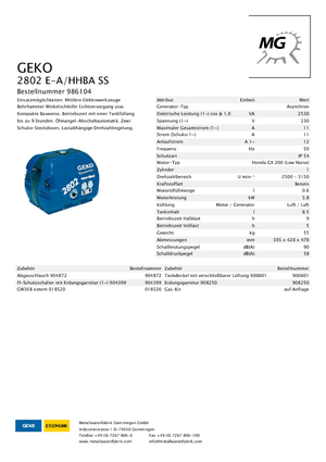Stromerzeuger, Benzin Geko ® 2802 E-A/HHBA*