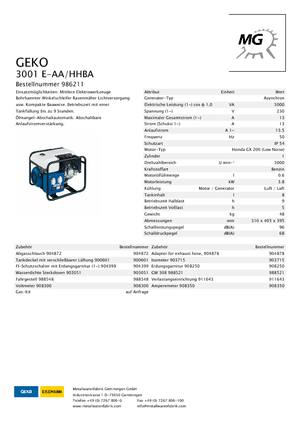 Stromerzeuger, Benzin Geko ® 3001 E-A/HHBA