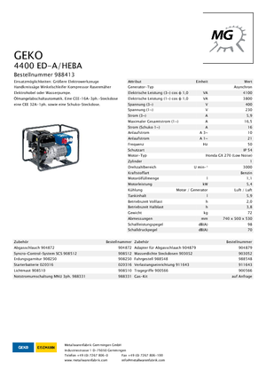 Stromerzeuger, Benzin Geko ® 4400 ED-A/HEBA