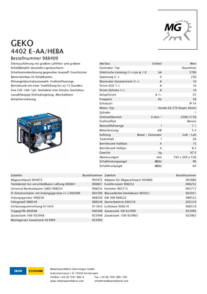 Stromerzeuger, Benzin Geko ® 4402 E-AA/HEBA*