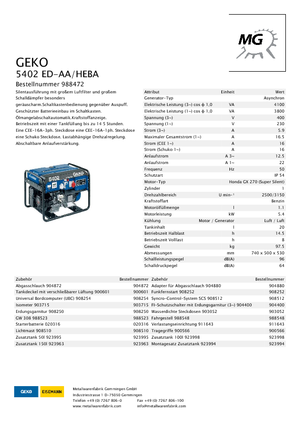 Stromerzeuger, Benzin Geko ® 5402 ED-AA/HEBA*