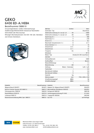 Stromerzeuger, Benzin Geko ® 6400 ED-A/HEBA