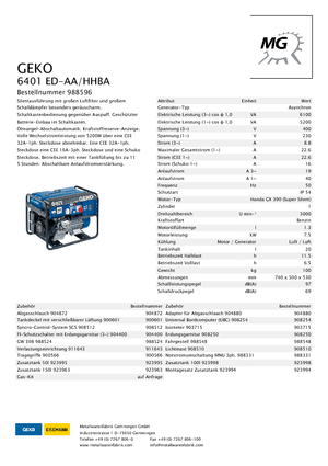Stromerzeuger, Benzin Geko ® 6401 ED-AA/HHBA