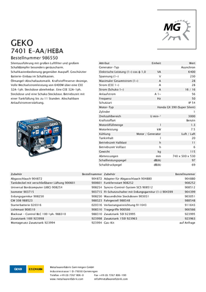 Stromerzeuger, Benzin Geko ® 7401 E-AA/HEBA