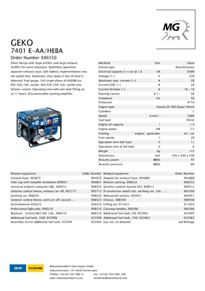 Stromerzeuger, Benzin Geko ® 7401 E-AA/HEBA