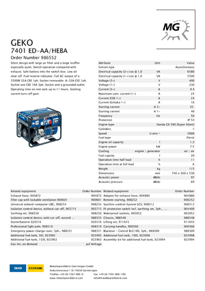 Stromerzeuger, Benzin Geko ® 7401 ED-AA/HEBA