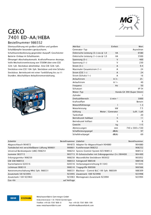 Stromerzeuger, Benzin Geko ® 7402 ED-AA/HEBA