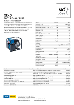 Stromerzeuger, Benzin Geko ® 9001 ED-AA/SHBA