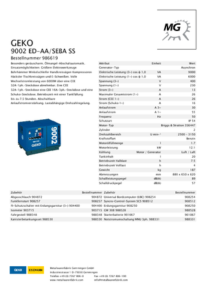 Stromerzeuger, Benzin Geko ® 9002 ED-AA/SEBA*