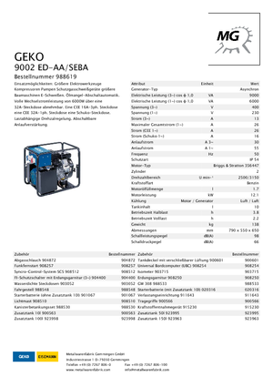 Stromerzeuger, Benzin Geko ® 9002 ED-AA/SEBA*