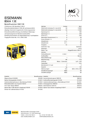Stromerzeuger, Benzin Eisemann BSKA 13 E
