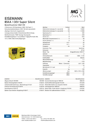 Stromerzeuger, Benzin Eisemann BSKA 13 EV