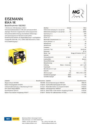 Stromerzeuger, Benzin Eisemann BSKA 9 E