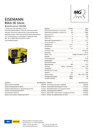 Stromerzeuger, Benzin Eisemann BSKA 9 E