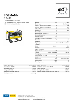 Stromerzeuger, Benzin Eisemann E 5400
