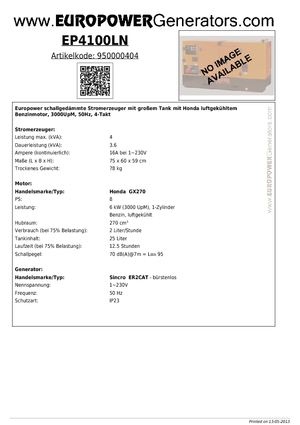 Stromerzeuger, Benzin Europower EP4100LN (S)