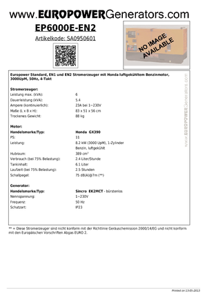 Stromerzeuger, Benzin Europower EP 6000 E-EN2 (S)