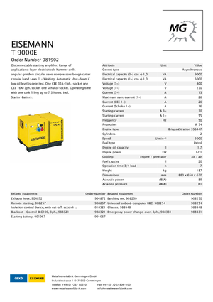 Stromerzeuger, Benzin Eisemann T 9000 E