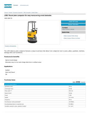 Rüttelplatten in einer Richtung Atlas Copco LX 90