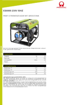 Stromerzeuger, Benzin PRAMAC Lifter ES 8000