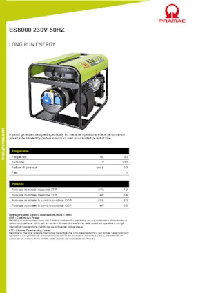 Stromerzeuger, Benzin PRAMAC Lifter ES 8000