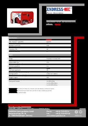 Stromerzeuger, Benzin Endress ESE 1006 HG-GT ES ISO Duplex