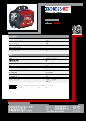 Stromerzeuger, Benzin Endress ESE 2000I IP68