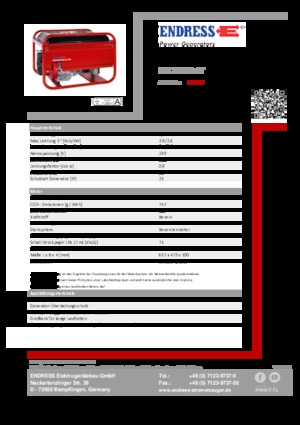 Stromerzeuger, Benzin Endress ESE 206 HS-GT