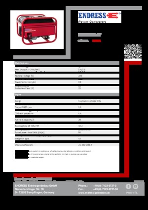 Stromerzeuger, Benzin Endress ESE 306 HS GT