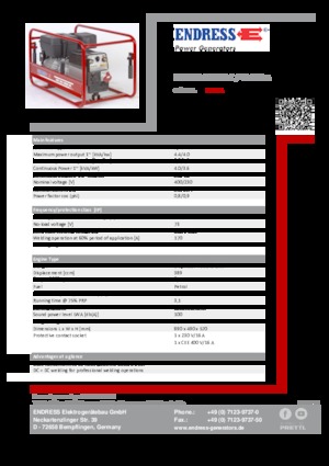 Stromerzeuger, Benzin Endress ESE 804 SDHS-DC / 40-220 A