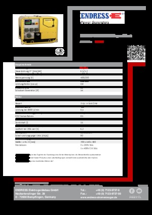 Stromerzeuger, Benzin Endress ESE 907 DBG ES DIN Super Silent