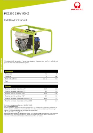Stromerzeuger, Benzin PRAMAC Lifter PX 3250