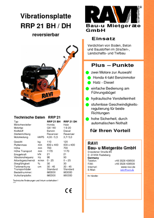 Rüttelplatten, reversibel Ravi RRP 21 BH