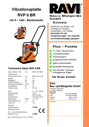 Rüttelplatten in einer Richtung Ravi RVP 9 BR