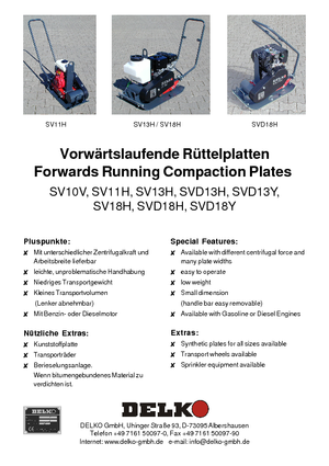 Rüttelplatten in einer Richtung Delko SV 13 H