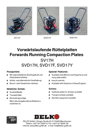 Rüttelplatten in einer Richtung Delko SV 17 H